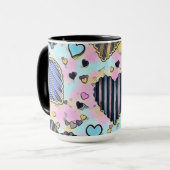 お洒落かわいいハートカラフルスケッチ マグカップ (正面左)