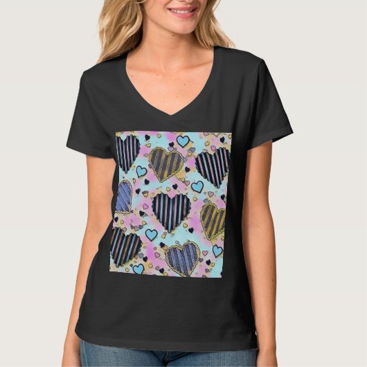お洒落かわいいハートカラフルスケッチ Tシャツ (正面)