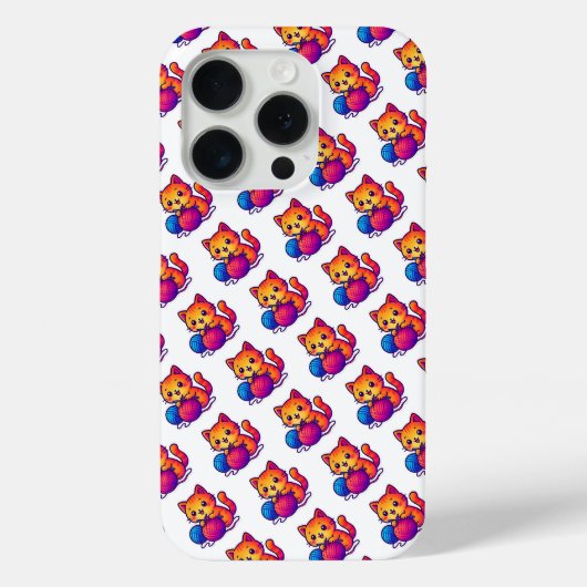 お洒落かわいい猫編み物シーン特大 Case-Mate iPhoneケース (裏面)