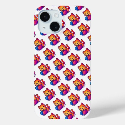 お洒落かわいい猫編み物シーン特大 Case-Mate iPhoneケース (裏面)