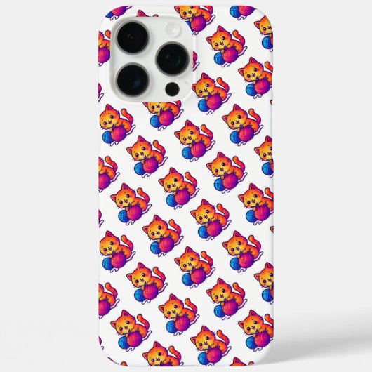 お洒落かわいい猫編み物シーン特大 Case-Mate iPhoneケース (裏面)