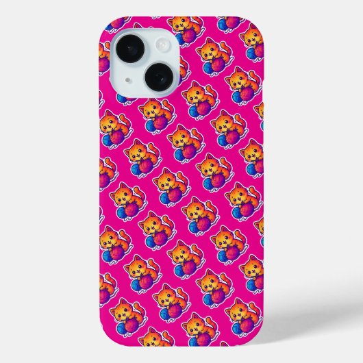 お洒落かわいい猫編み物シーン特大 Case-Mate iPhoneケース (裏面)