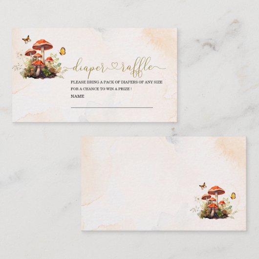 お洒落きのこ水色ベビーシャワーおむつr エンクロージャーカード (正面/裏面)