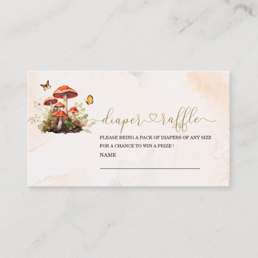 お洒落きのこ水色ベビーシャワーおむつr エンクロージャーカード (正面)
