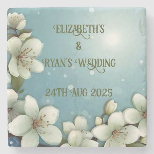 お洒落さくらんぼの花 ストーンコースター (正面)