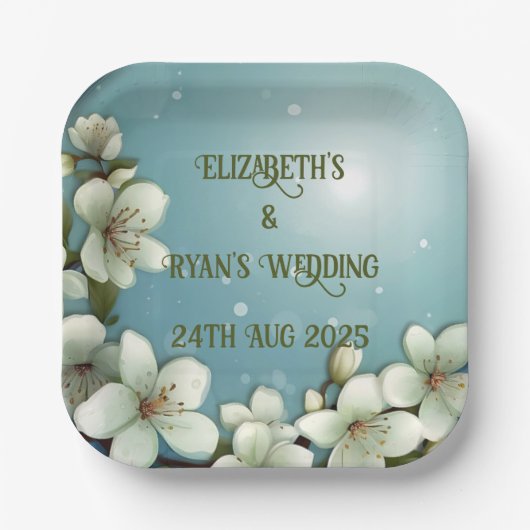 お洒落さくらんぼの花 ペーパープレート (正面)