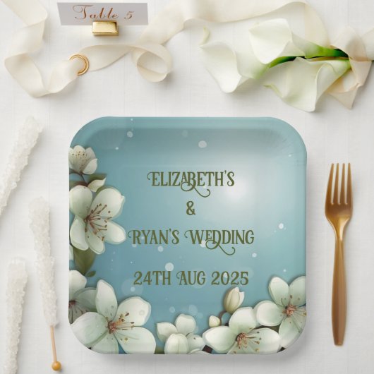 お洒落さくらんぼの花 ペーパープレート (ウェディング)