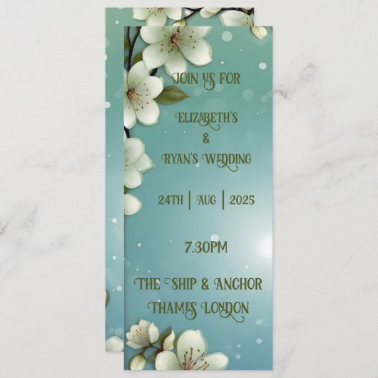 お洒落さくらんぼの花 招待状 (正面/裏面)