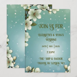 お洒落さくらんぼの花 招待状