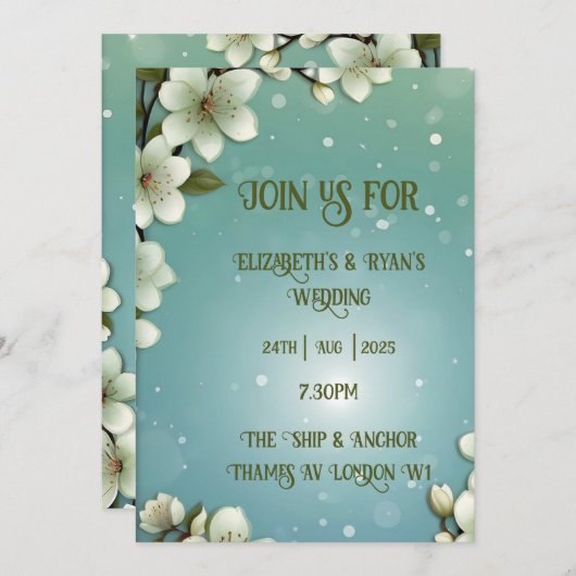 お洒落さくらんぼの花 招待状 (正面/裏面)