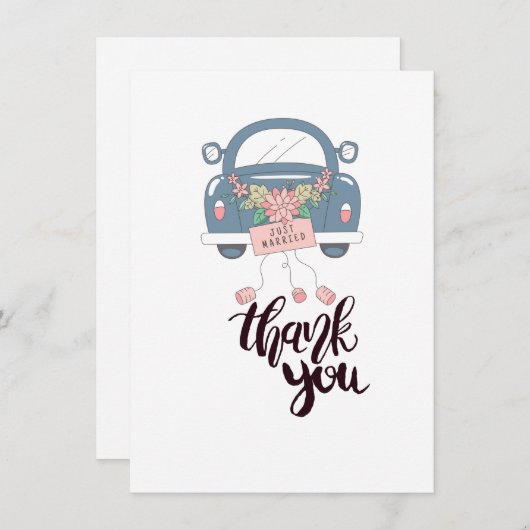 お洒落たった今結婚しましたありがとう サンキューカード (正面/裏面)