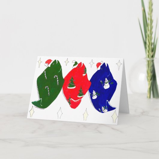 お洒落でかわいいアラスカのオヒョウの魚のクリスマスカード シーズンカード (正面)
