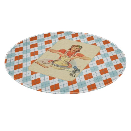 お洒落でアーガイル柄のなヴィンテージの調理師 カッティングボード (角)