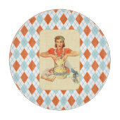 お洒落でアーガイル柄のなヴィンテージの調理師 カッティングボード (正面)