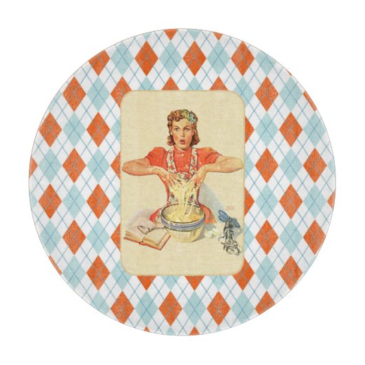 お洒落でアーガイル柄のなヴィンテージの調理師 カッティングボード (正面)