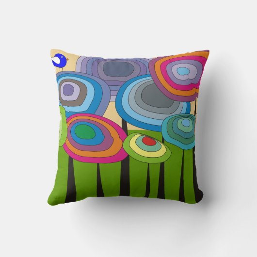 お洒落でアートな花の装飾的な枕 クッション (裏面)