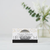 お洒落でエレガントでモダンな紙吹雪|の月の生命コーチ 名刺 (スタンド正面)