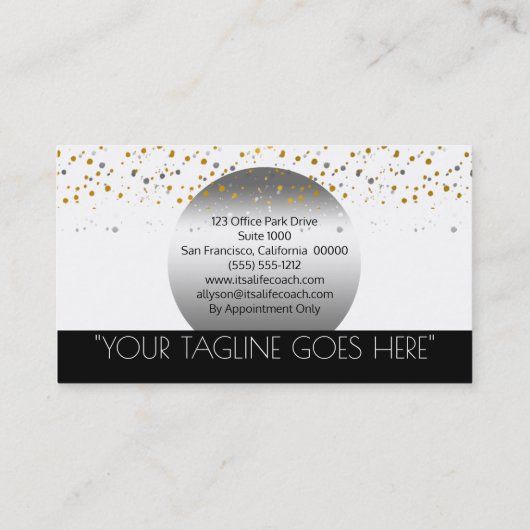 お洒落でエレガントでモダンな紙吹雪|の月の生命コーチ 名刺 (裏面)
