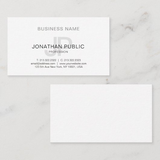 お洒落でエレガントなデザインのモノグラムの平野のトレンディー 名刺 (正面/裏面)