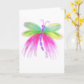 お洒落でカラフルなトンボのブランクの挨拶状 カード (黄色い花)