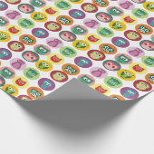 お洒落でカラフルなフクロウパターン ラッピングペーパー (角)