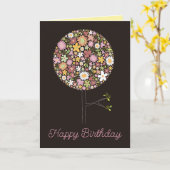 お洒落でカラフルな春の花のポップ・アートのな木の自然 カード (黄色い花)