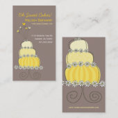 お洒落でシックで黄色いウエディングケーキのプロフィールカード 名刺 (正面/裏面)