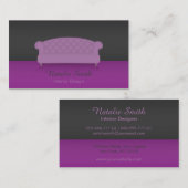お洒落でシックなインテリア・デザインの紫色の名刺 名刺 (正面/裏面)