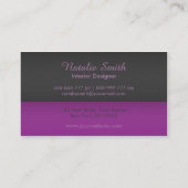 お洒落でシックなインテリア・デザインの紫色の名刺 名刺 (裏面)