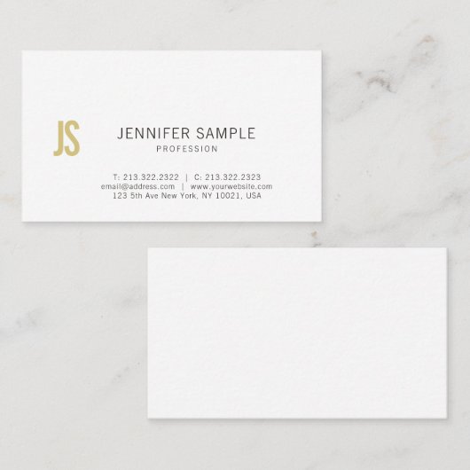 お洒落でシックなデザインの金ゴールドのモノグラムの平野のトレンディー 名刺 (正面/裏面)