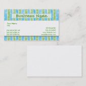 お洒落でストライプな名刺の青緑 名刺 (正面/裏面)