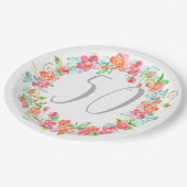 お洒落でモダンな誕生日の花の園遊会 ペーパープレート (アングル)