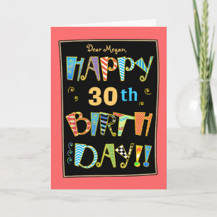 お洒落で幸せな30st誕生日おもしろいなカード カード