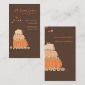 お洒落で甘いモモのオレンジ結婚式のお誕生日ケーキ 名刺 (正面/裏面)