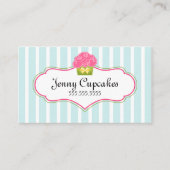 お洒落で青いカップケーキのベーカリー 名刺 (正面)