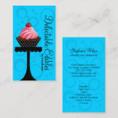 お洒落で青いカップケーキのベーカリー 名刺 (正面/裏面)