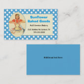 お洒落で青いレトロの女性のベーカリーの名刺 名刺 (正面/裏面)