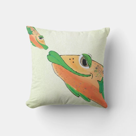 お洒落で、ファンキーで愛らしい魚の芸術 クッション (正面)