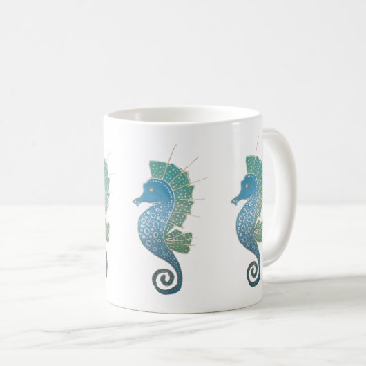 お洒落で、愛らしいタツノオトシゴのアートワーク コーヒーマグカップ (正面右)