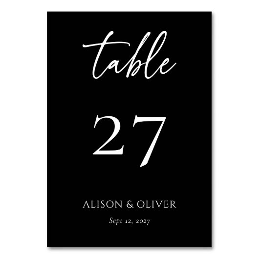 お洒落とスタイリッシュカスタムはモダン結婚黒 テーブルナンバー (正面)