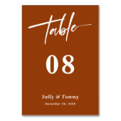 お洒落とスタイリッシュ：テラコッタモダン結婚の テーブルナンバー (正面)