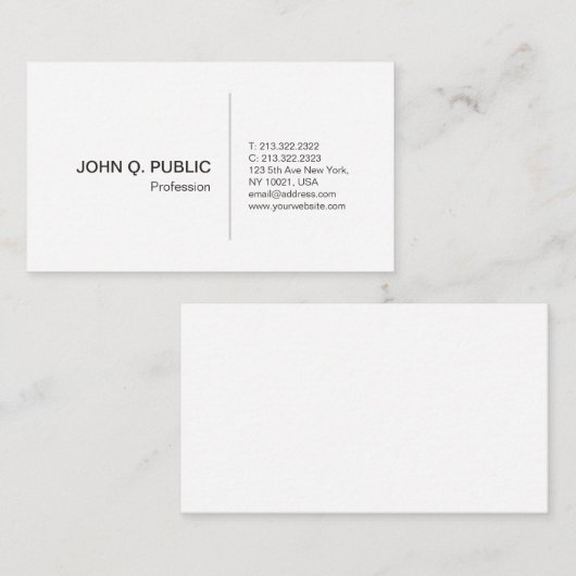 お洒落なあなた自身の専門のエレガントな白を作成して下さい 名刺 (正面/裏面)