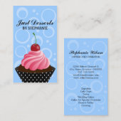 お洒落なさくらんぼのカップケーキのベーカリー 名刺 (正面/裏面)