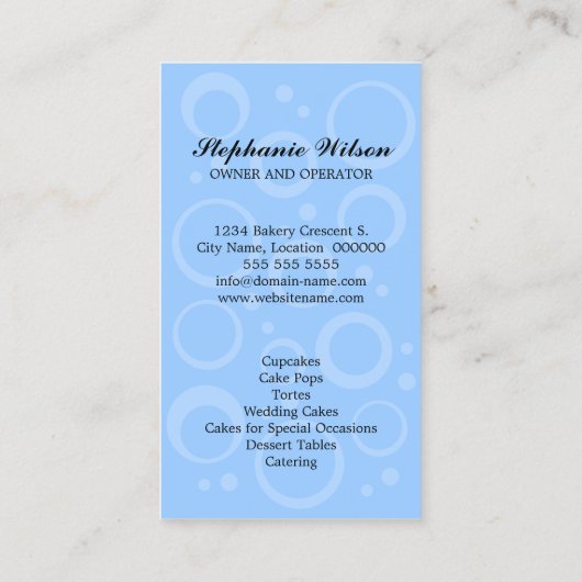 お洒落なさくらんぼのカップケーキのベーカリー 名刺 (裏面)