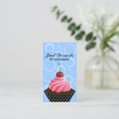 お洒落なさくらんぼのカップケーキのベーカリー 名刺 (スタンド正面)