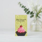 お洒落なさくらんぼのカップケーキのベーカリー 名刺 (スタンド正面)