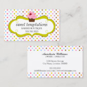 お洒落なさくらんぼのカップケーキのベーカリー 名刺 (正面/裏面)