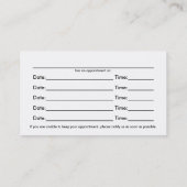 お洒落なカイロプラクティックのアポイントメントカード 予約カード (裏面)