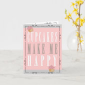 お洒落なカップケーキのバースデー・カード カード (黄色い花)