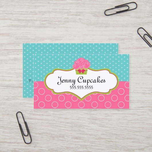 お洒落なカップケーキのベーカリー 名刺 (正面/裏面インサイチュ)
